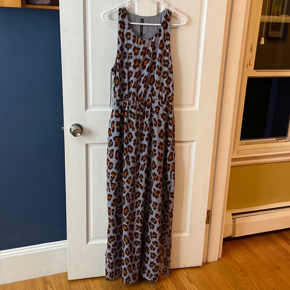 Purple leopard print racer back dress